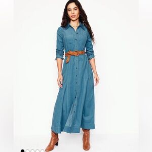 NWT Boden Blue Tess Corduroy Midi Cotton Shirt Plus Size Dress size 20-22 long